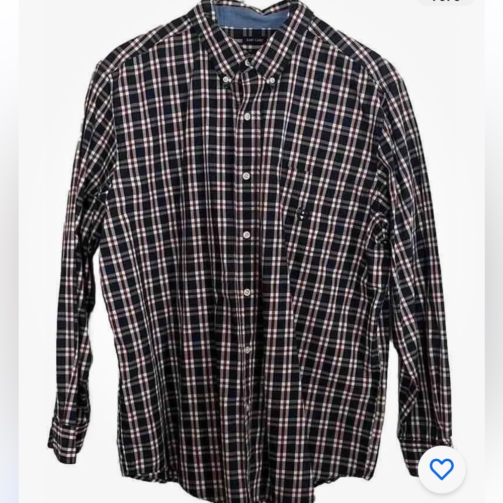 Chaps Easy Care Men’s XL Button Down w/ Front Pocket, Blue/Red/White